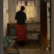 Anna Ancher - Das Dienstmädchen in der Küche 1883 | Giclée Kunstdruck gerahmt