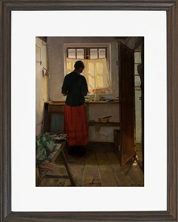 Anna Ancher - Das Dienstmädchen in der Küche 1883 | Giclée Kunstdruck gerahmt