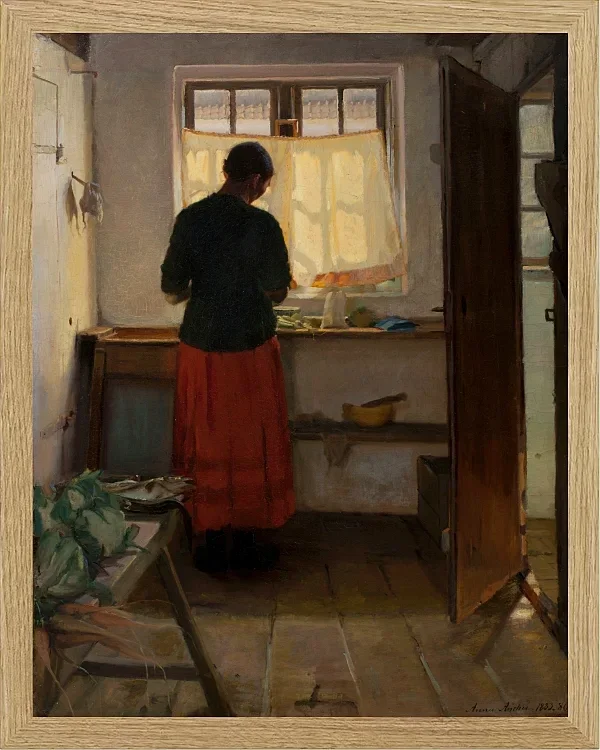Anna Ancher - Das Dienstmädchen in der Küche 1883 | Giclée Kunstdruck gerahmt