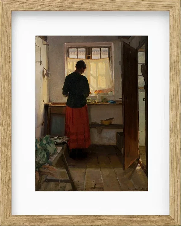 Anna Ancher - Das Dienstmädchen in der Küche 1883 | Giclée Kunstdruck gerahmt