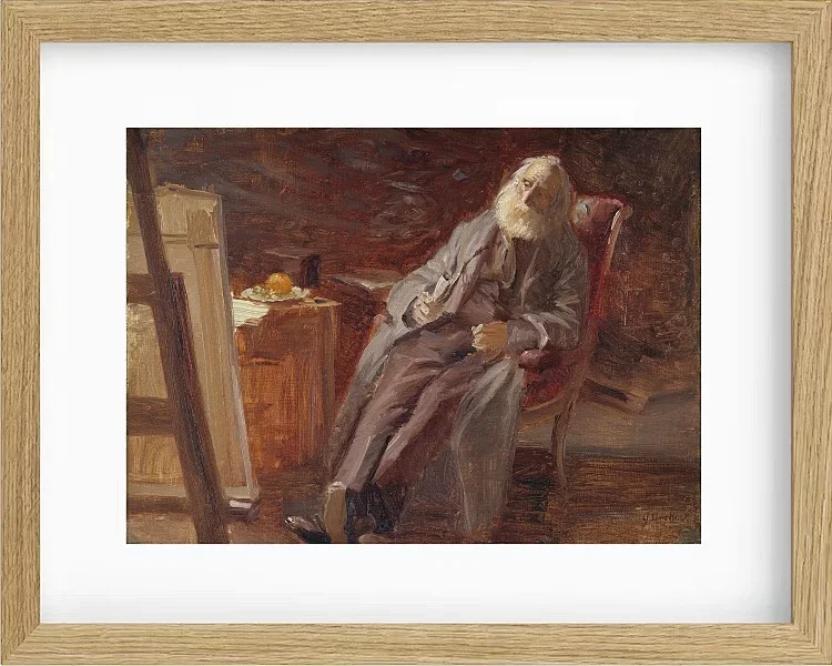 Anna Ancher - Der Maler Vilhelm Kyhn raucht seine Pfeife 1903 | Giclée Kunstdruck gerahmt