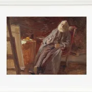 Anna Ancher - Der Maler Vilhelm Kyhn raucht seine Pfeife 1903 | Giclée Kunstdruck gerahmt