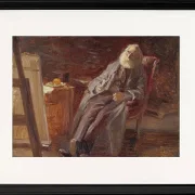 Anna Ancher - Der Maler Vilhelm Kyhn raucht seine Pfeife 1903 | Giclée Kunstdruck gerahmt