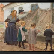Anna Ancher - Die Fischernetze reinigen 1911 | Giclée Kunstdruck gerahmt