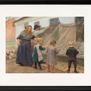 Anna Ancher - Die Fischernetze reinigen 1911 | Giclée Kunstdruck gerahmt
