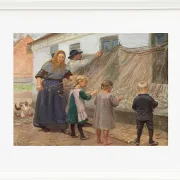 Anna Ancher - Die Fischernetze reinigen 1911 | Giclée Kunstdruck gerahmt