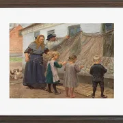 Anna Ancher - Die Fischernetze reinigen 1911 | Giclée Kunstdruck gerahmt