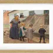 Anna Ancher - Die Fischernetze reinigen 1911 | Giclée Kunstdruck gerahmt