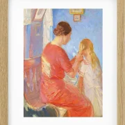 Anna Ancher - Die Mutter flechtet dem Kind die Haare 1882 | Giclée Kunstdruck gerahmt