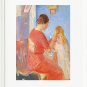 Anna Ancher - Die Mutter flechtet dem Kind die Haare 1882 | Giclée Kunstdruck gerahmt