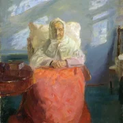 Anna Ancher - Frau Ane Brøndum im blauen Zimmer 1913 | Giclée Kunstdruck gerahmt