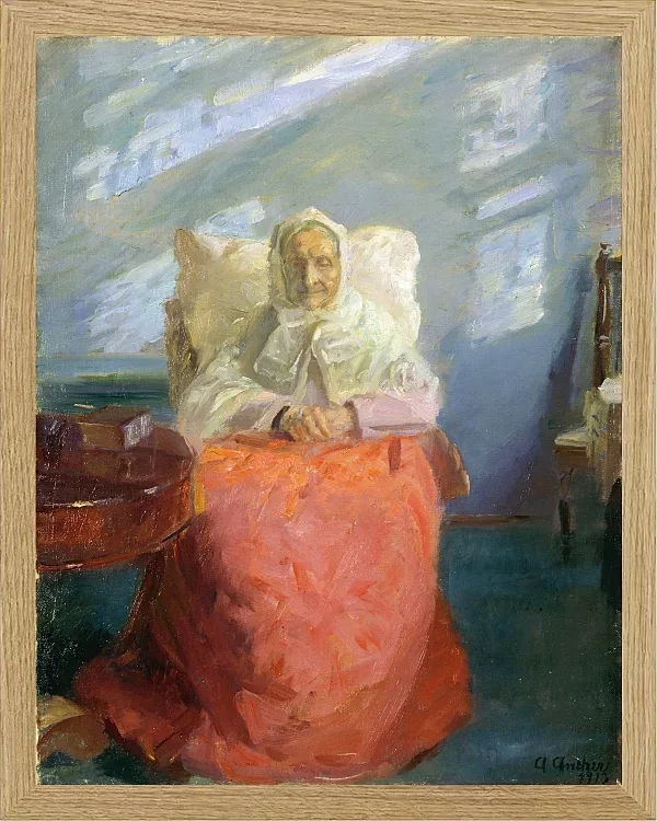 Anna Ancher - Frau Ane Brøndum im blauen Zimmer 1913 | Giclée Kunstdruck gerahmt