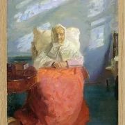 Anna Ancher - Frau Ane Brøndum im blauen Zimmer 1913 | Giclée Kunstdruck gerahmt