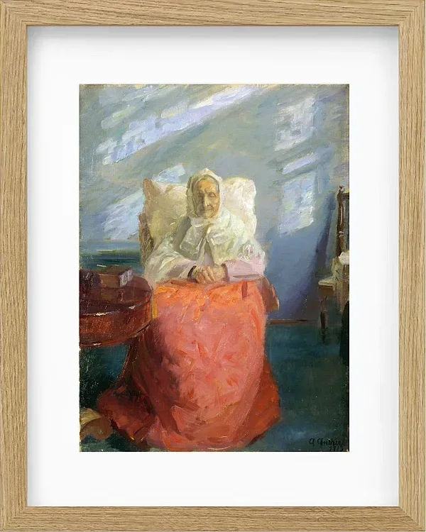 Anna Ancher - Frau Ane Brøndum im blauen Zimmer 1913 | Giclée Kunstdruck gerahmt