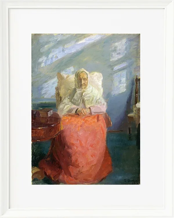 Anna Ancher - Frau Ane Brøndum im blauen Zimmer 1913 | Giclée Kunstdruck gerahmt
