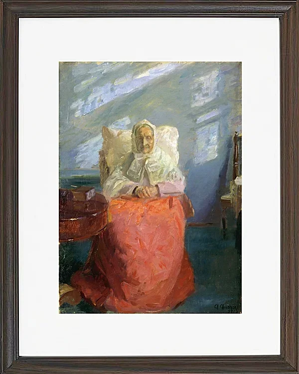 Anna Ancher - Frau Ane Brøndum im blauen Zimmer 1913 | Giclée Kunstdruck gerahmt