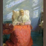 Anna Ancher - Frau Ane Brøndum im blauen Zimmer 1913 | Giclée Kunstdruck gerahmt