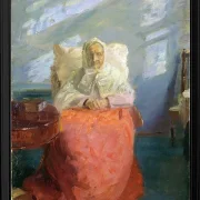 Anna Ancher - Frau Ane Brøndum im blauen Zimmer 1913 | Giclée Kunstdruck gerahmt