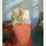 Anna Ancher - Frau Ane Brøndum im blauen Zimmer 1913 | Giclée Kunstdruck gerahmt