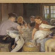 Anna Ancher - Gänse rupfen 1904 | Giclée Kunstdruck gerahmt