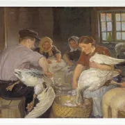 Anna Ancher - Gänse rupfen 1904 | Giclée Kunstdruck gerahmt