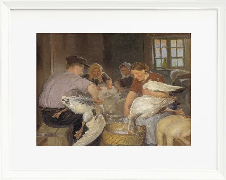 Anna Ancher - Gänse rupfen 1904 | Giclée Kunstdruck gerahmt