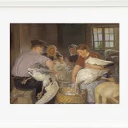 Anna Ancher - Gänse rupfen 1904 | Giclée Kunstdruck gerahmt