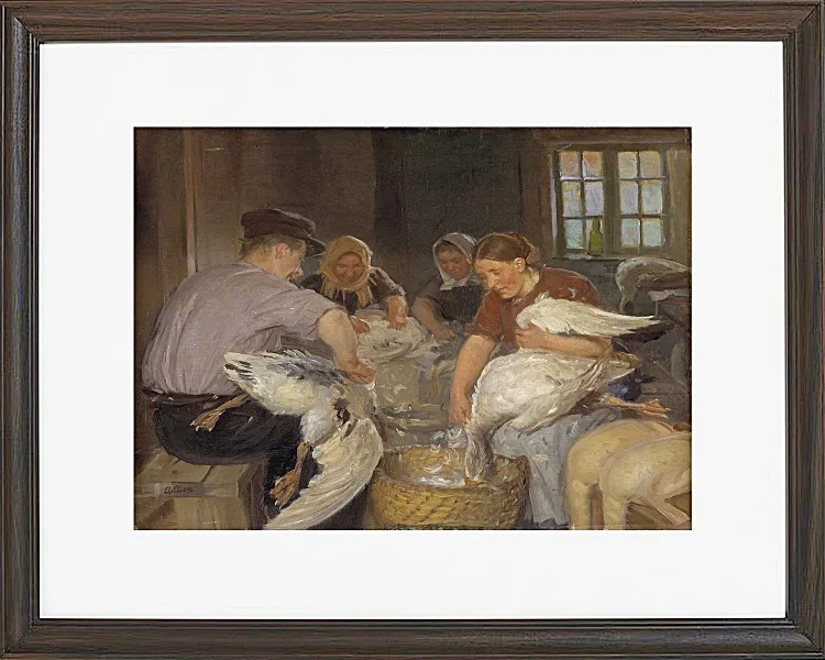 Anna Ancher - Gänse rupfen 1904 | Giclée Kunstdruck gerahmt