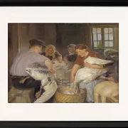 Anna Ancher - Gänse rupfen 1904 | Giclée Kunstdruck gerahmt