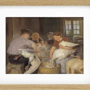 Anna Ancher - Gänse rupfen 1904 | Giclée Kunstdruck gerahmt
