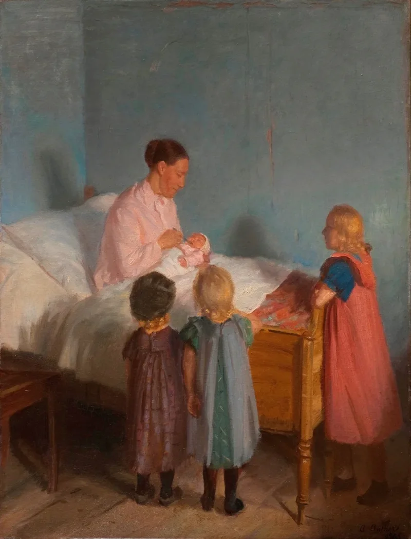 Anna Ancher - Kleiner Bruder 1905 | Giclée Kunstdruck gerahmt