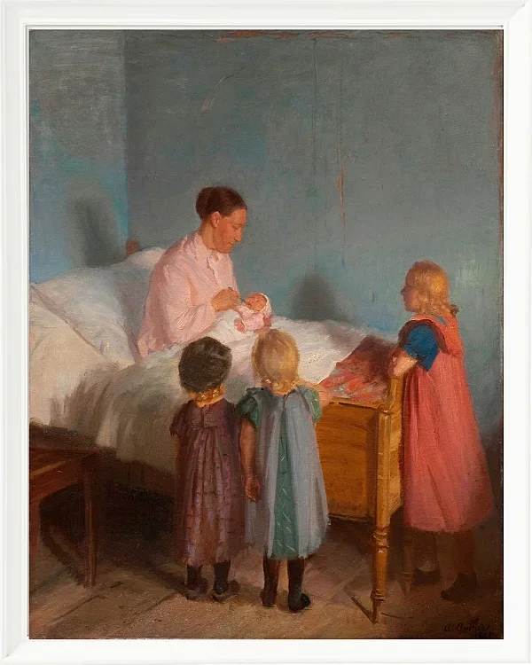Anna Ancher - Kleiner Bruder 1905 | Giclée Kunstdruck gerahmt