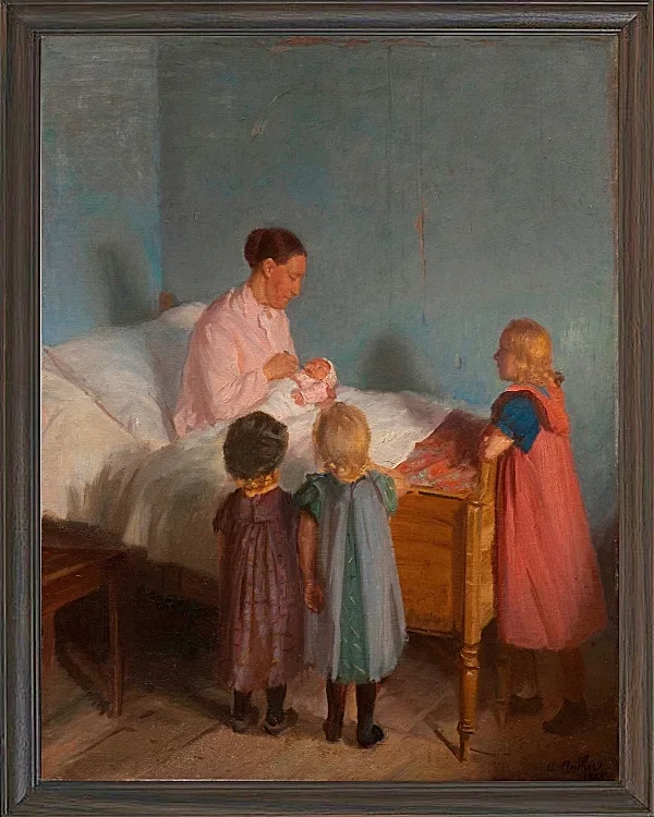 Anna Ancher - Kleiner Bruder 1905 | Giclée Kunstdruck gerahmt