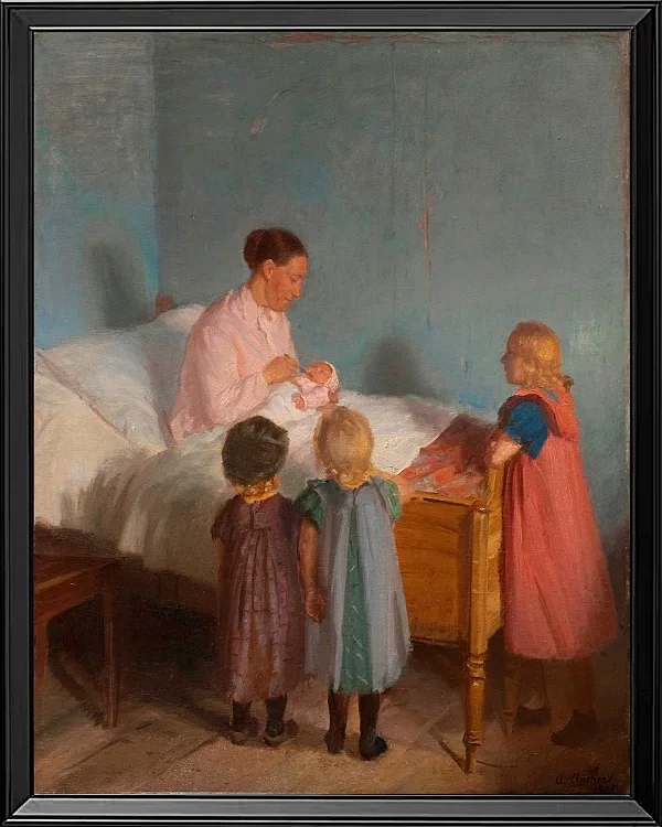 Anna Ancher - Kleiner Bruder 1905 | Giclée Kunstdruck gerahmt