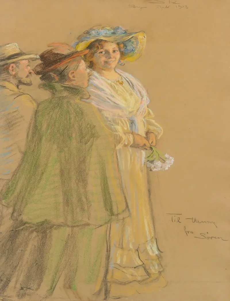 Anna Ancher - Postmeister Schrøder, Anna Ancher und Henny Brodersen 1903 | Giclée Kunstdruck gerahmt