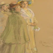 Anna Ancher - Postmeister Schrøder, Anna Ancher und Henny Brodersen 1903 | Giclée Kunstdruck gerahmt