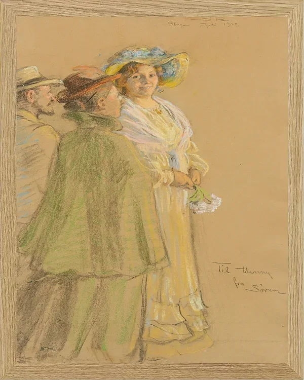 Anna Ancher - Postmeister Schrøder, Anna Ancher und Henny Brodersen 1903 | Giclée Kunstdruck gerahmt