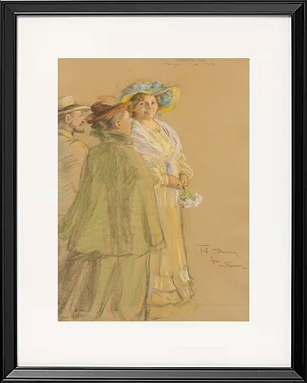 Anna Ancher - Postmeister Schrøder, Anna Ancher und Henny Brodersen 1903 | Giclée Kunstdruck gerahmt
