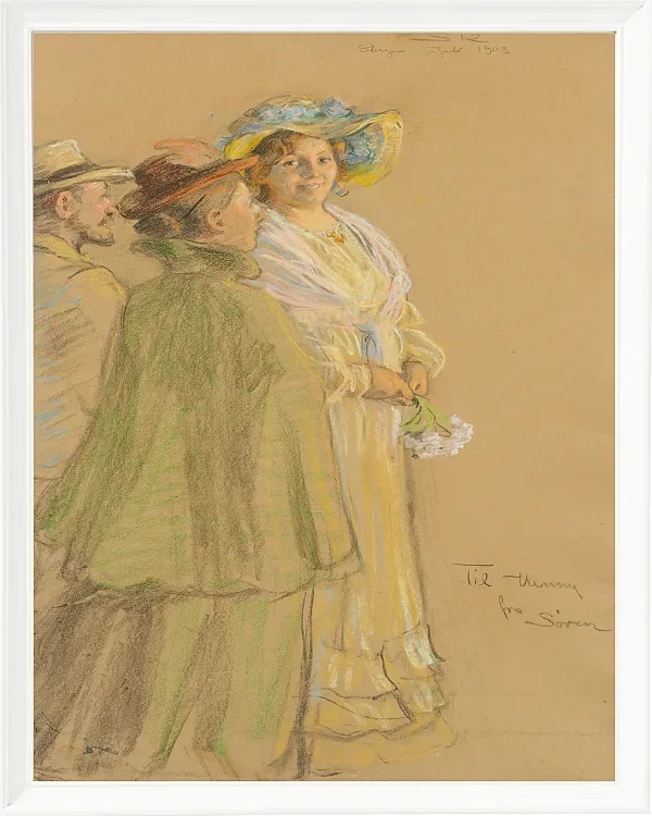 Anna Ancher - Postmeister Schrøder, Anna Ancher und Henny Brodersen 1903 | Giclée Kunstdruck gerahmt
