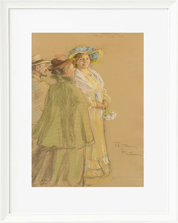 Anna Ancher - Postmeister Schrøder, Anna Ancher und Henny Brodersen 1903 | Giclée Kunstdruck gerahmt
