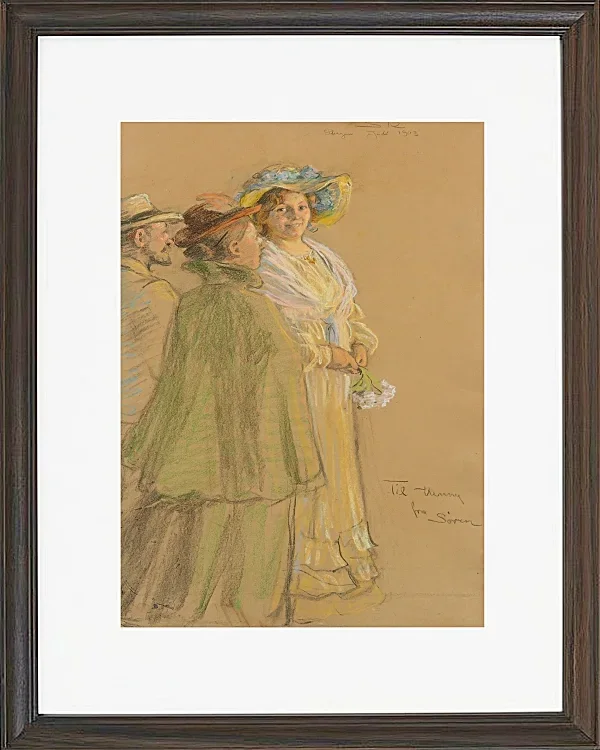 Anna Ancher - Postmeister Schrøder, Anna Ancher und Henny Brodersen 1903 | Giclée Kunstdruck gerahmt