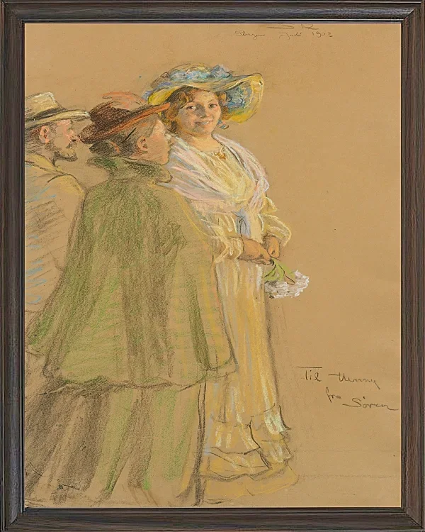 Anna Ancher - Postmeister Schrøder, Anna Ancher und Henny Brodersen 1903 | Giclée Kunstdruck gerahmt