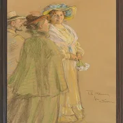 Anna Ancher - Postmeister Schrøder, Anna Ancher und Henny Brodersen 1903 | Giclée Kunstdruck gerahmt