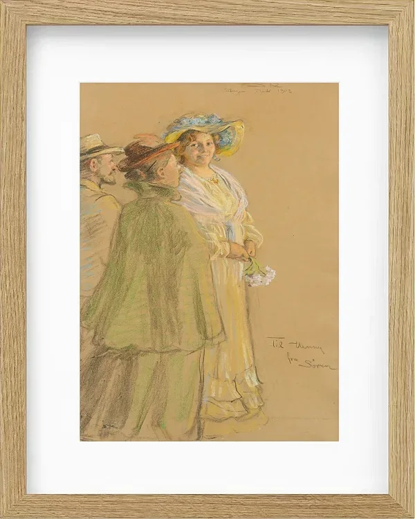 Anna Ancher - Postmeister Schrøder, Anna Ancher und Henny Brodersen 1903 | Giclée Kunstdruck gerahmt