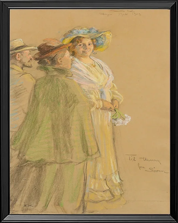 Anna Ancher - Postmeister Schrøder, Anna Ancher und Henny Brodersen 1903 | Giclée Kunstdruck gerahmt