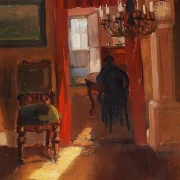 Anna Ancher - Skagen-Interieur mit einem Sonnenstreifen auf dem Boden 1905 | Giclée Kunstdruck gerahmt