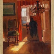 Anna Ancher - Skagen-Interieur mit einem Sonnenstreifen auf dem Boden 1905 | Giclée Kunstdruck gerahmt