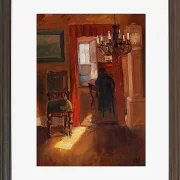 Anna Ancher - Skagen-Interieur mit einem Sonnenstreifen auf dem Boden 1905 | Giclée Kunstdruck gerahmt