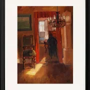 Anna Ancher - Skagen-Interieur mit einem Sonnenstreifen auf dem Boden 1905 | Giclée Kunstdruck gerahmt
