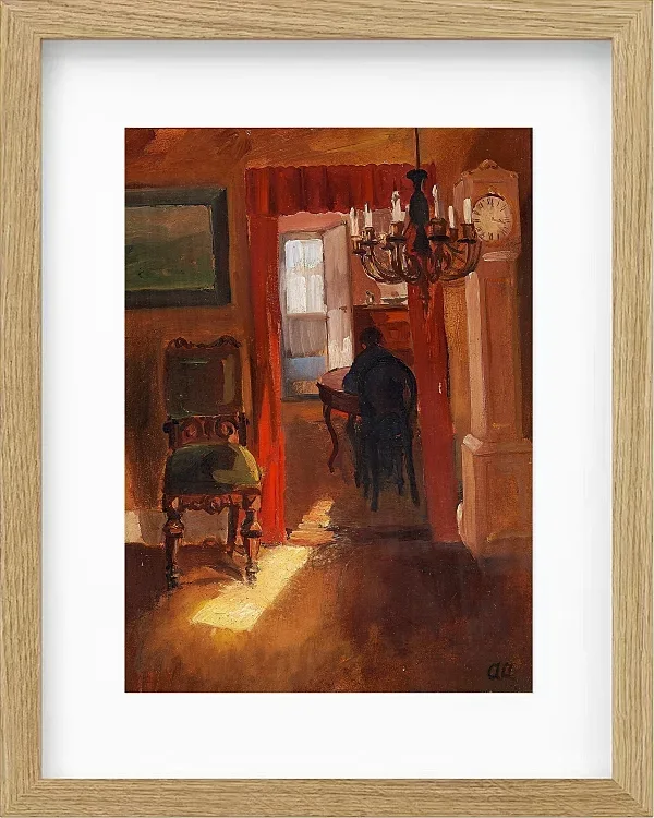 Anna Ancher - Skagen-Interieur mit einem Sonnenstreifen auf dem Boden 1905 | Giclée Kunstdruck gerahmt